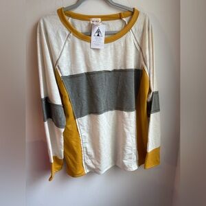 BIBI Boutique patchwork long sleeve top size XL NWT